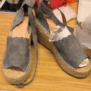 CCOCCI Gray Espadrille Wedge Sandals